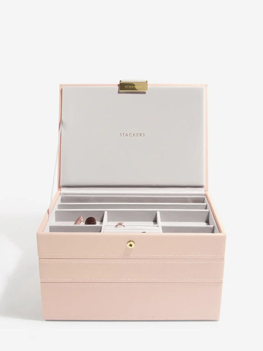 Stackers Classic Blush Champagne Gold Classic Stack of Three Jewellery Box