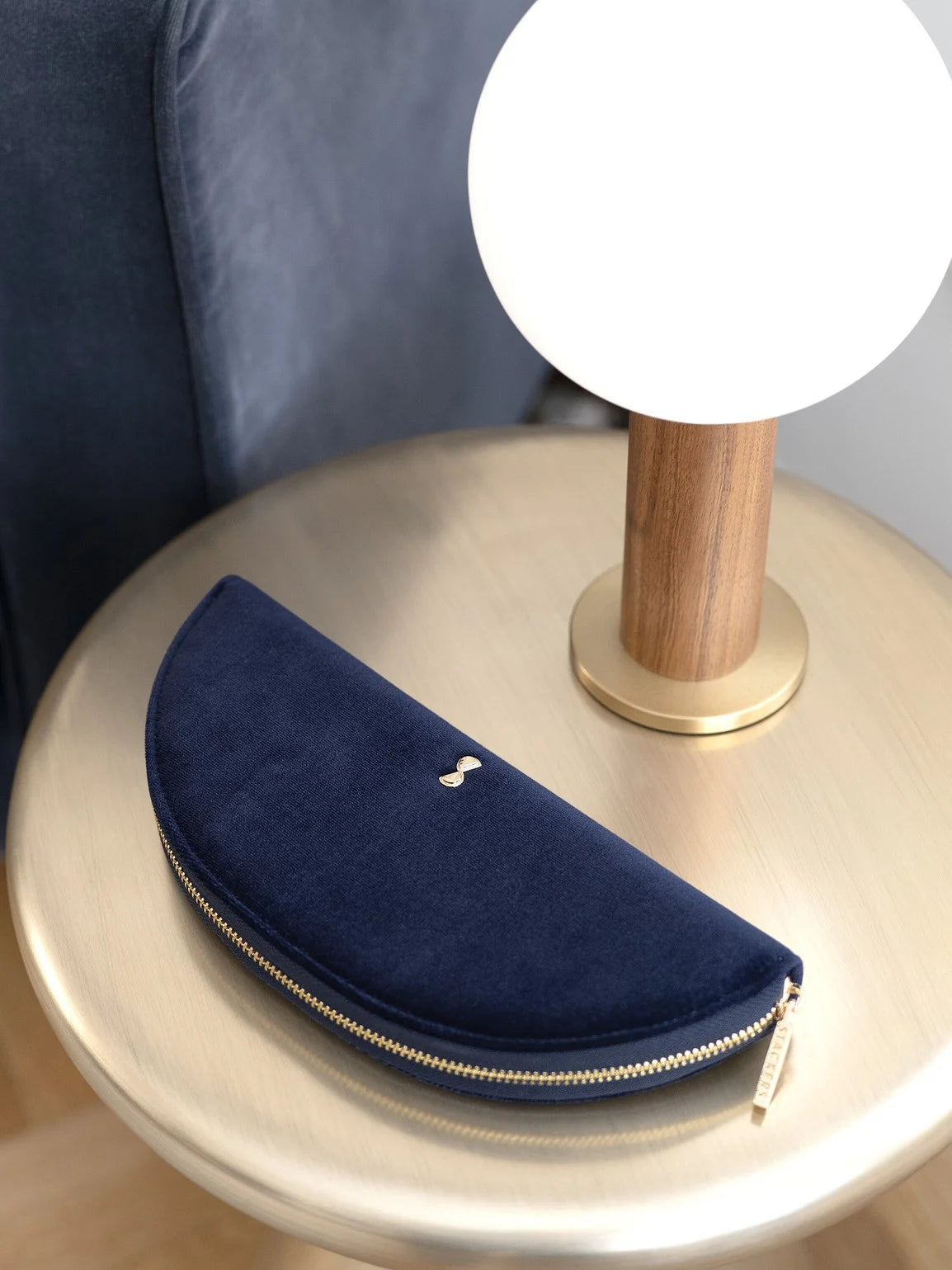 Stackers Navy Velvet Half Moon Jewellery Roll