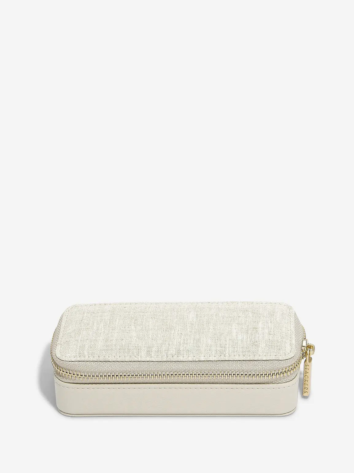 Stackers Linen Oatmeal Mid Zipped Travel Jewellery Box