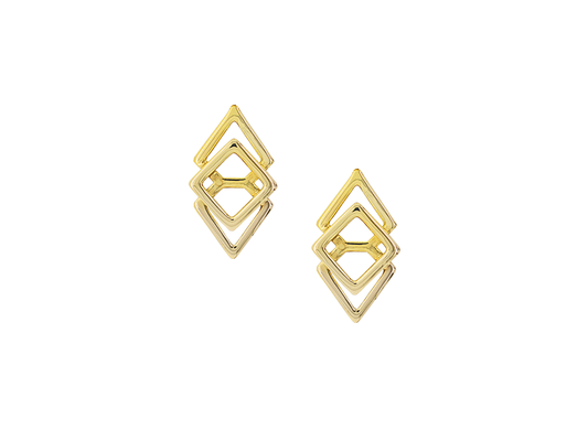9ct Yellow Gold Triple Triangle Open Stud Earrings