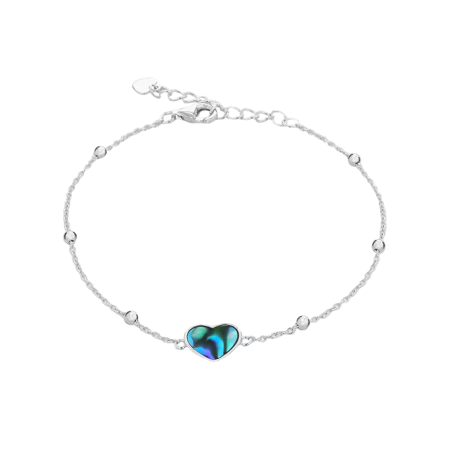 Sterling Silver Rhodium Plated Paua Shell Bracelet 18cm
