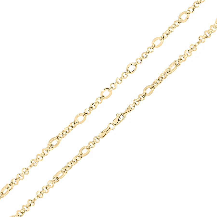 9ct Yellow Gold Handmade 4mm Oval Alternating Belcher Necklace 18"