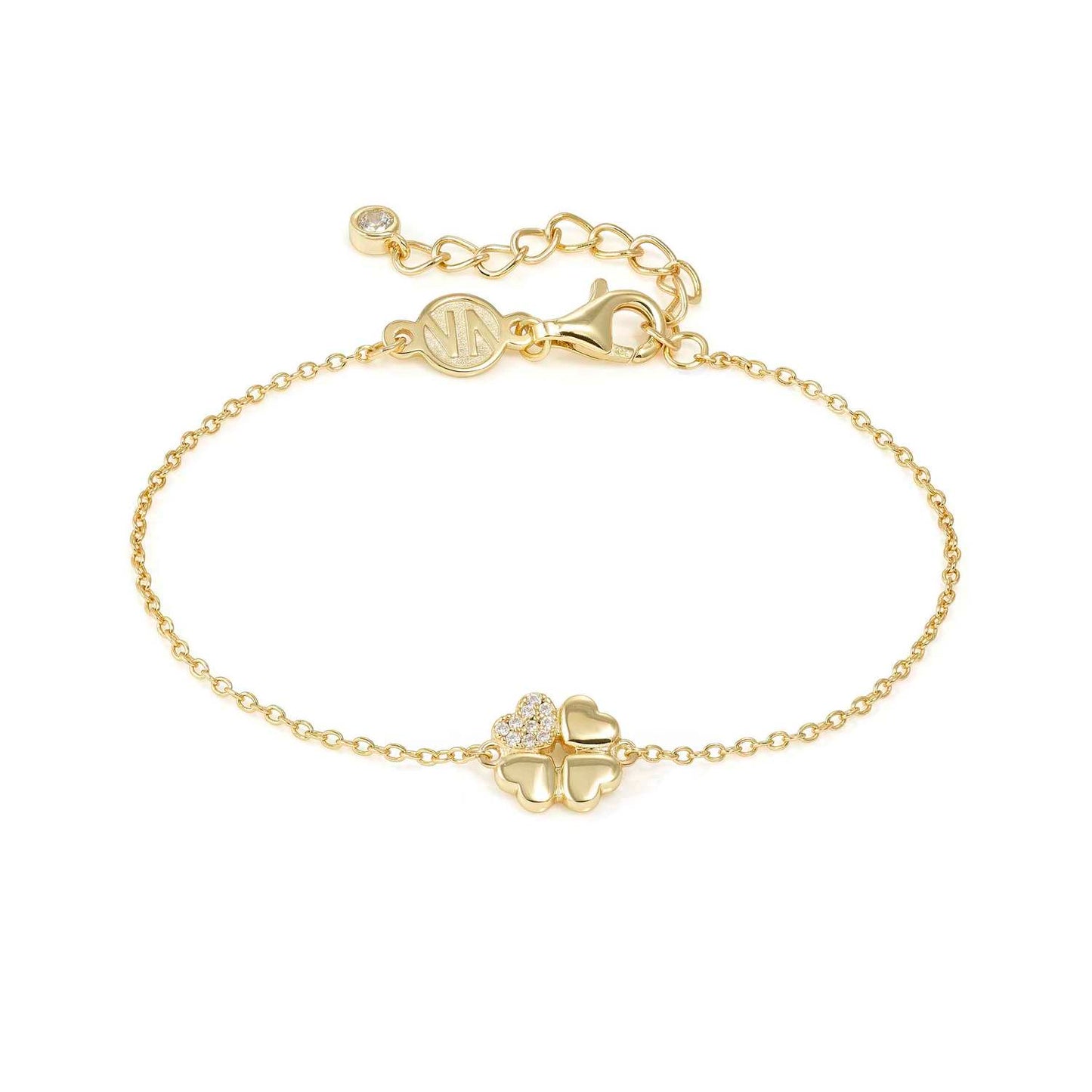 Nomination Petit Sparkle Yellow Gold Plated Cubic Zirconia Four Leaf Clover Bracelet 242300/003