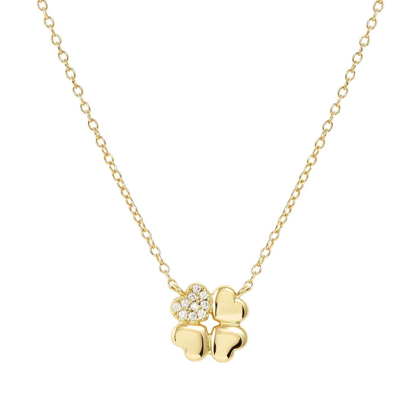 Nomination Petit Sparkle Yellow Gold Plated Cubic Zirconia Four Leaf Clover Necklace 242303/003