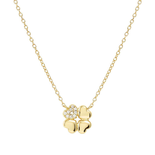 Nomination Petit Sparkle Yellow Gold Plated Cubic Zirconia Four Leaf Clover Necklace 242303/003