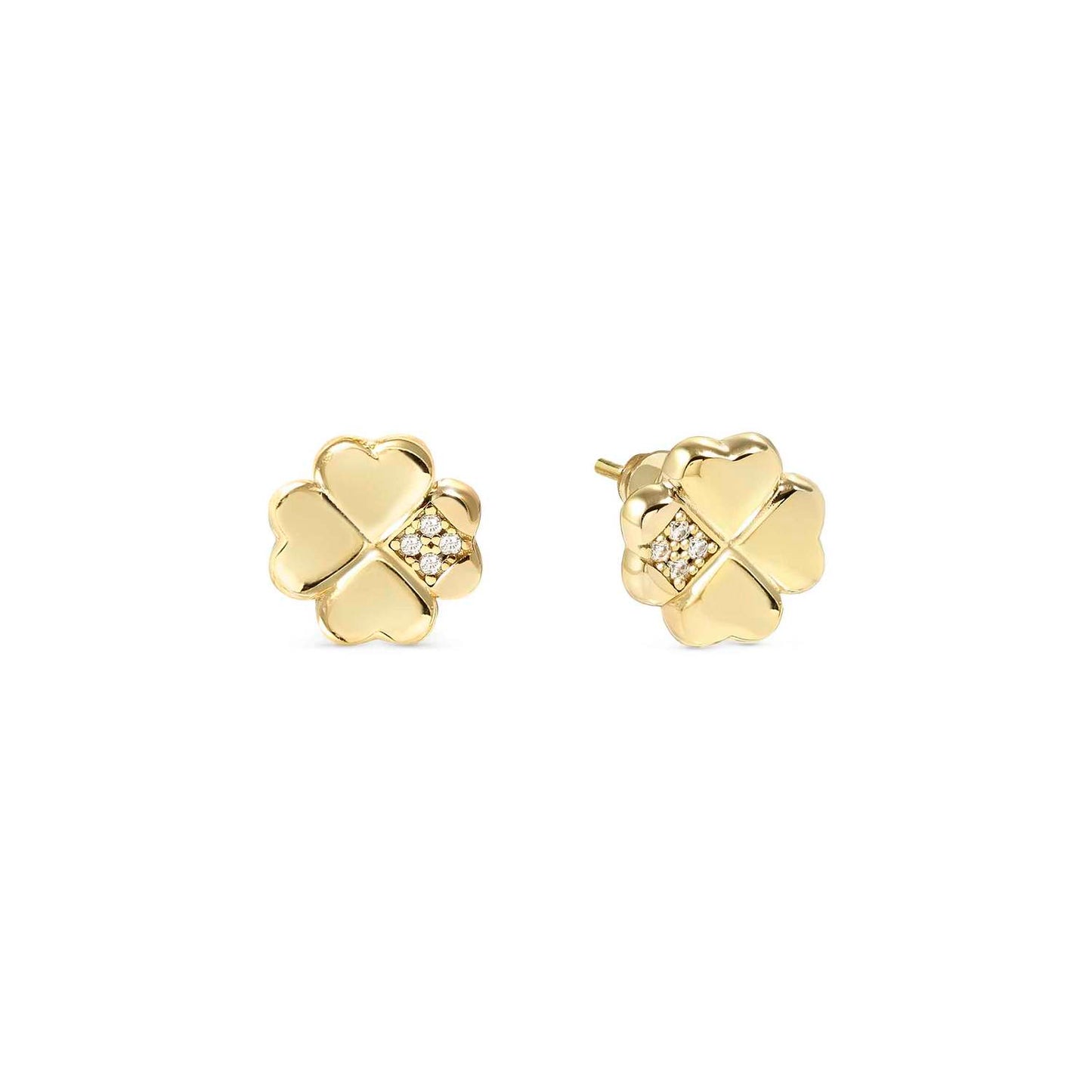 Nomination Petit Sparkle Yellow Gold Plated Four Leaf Clover Stud Earrings 242304/003
