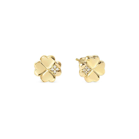 Nomination Petit Sparkle Yellow Gold Plated Four Leaf Clover Stud Earrings 242304/003