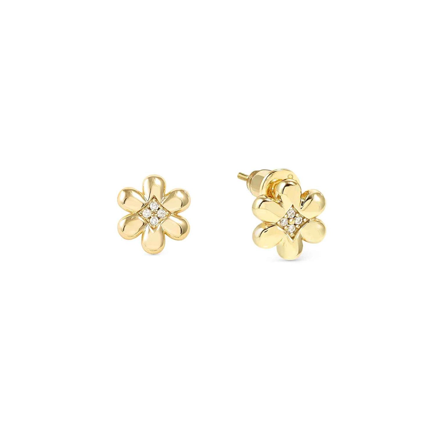 Nomination Petit Sparkle Yellow Gold Plated Flower Cubic Zirconia Stud Earrings 242304/012
