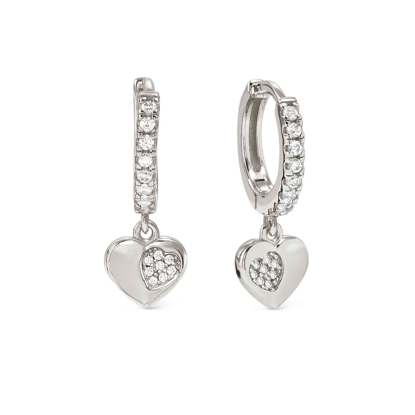 Nomination Petit Sparkle Sterling Silver Heart Cubic Zirconia Drop Earrings 242305/004