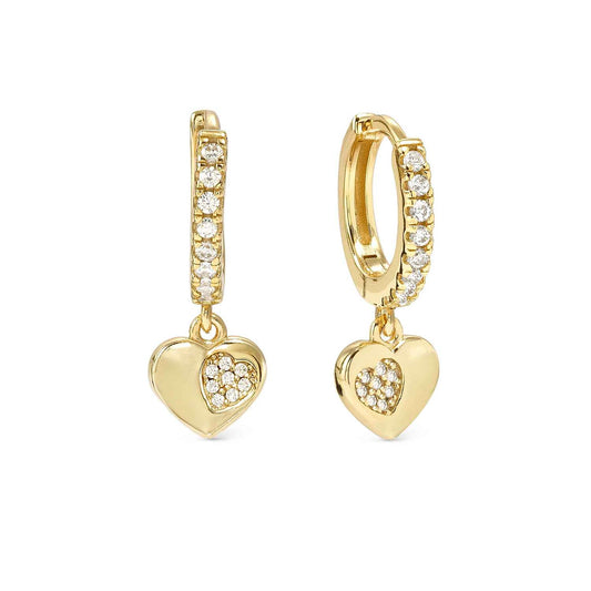 Nomination Petit Sparkle Yellow Gold Plated Heart Cubic Zirconia Drop Earrings 242305/006