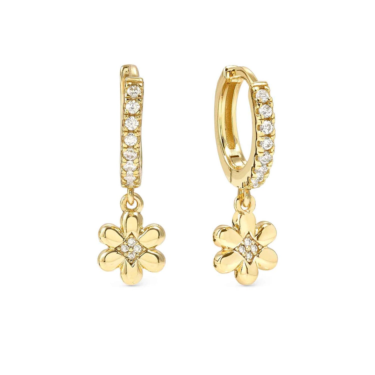 Nomination Petit Sparkle Yellow Gold Plated Flower Cubic Zirconia Drop Earrings 242305/012
