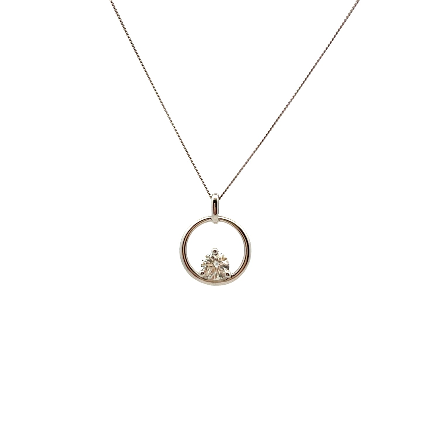 9ct White Gold Laboratory Grown Diamond Circle Necklace