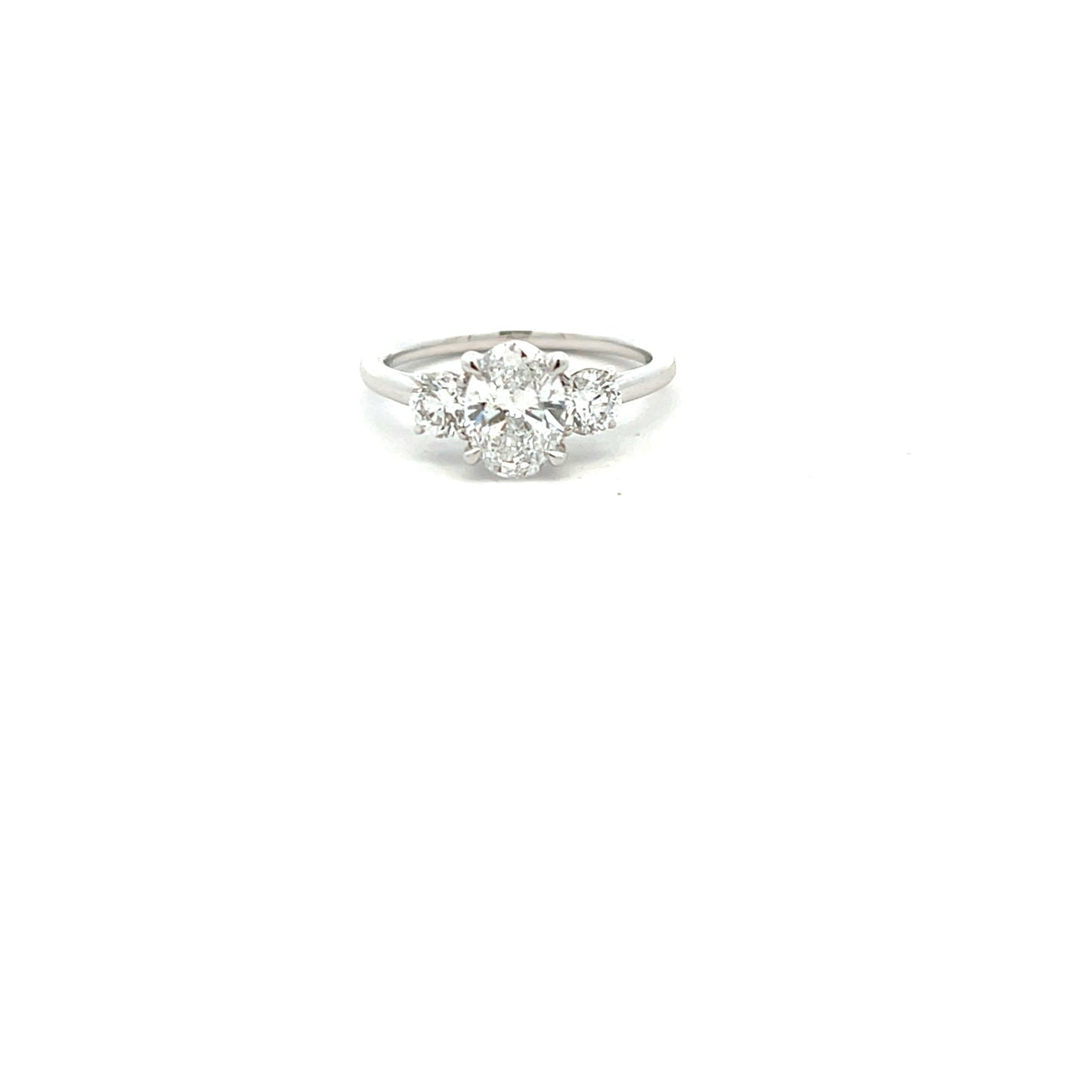 Platinum Laboratory Grown Diamond Oval and Brilliant Cut 1.59ct Three Stone Ring Size M