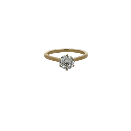 9ct Yellow Gold Laboratory Grown Diamond 1.01ct Brilliant Cut 6 Claw Ring Size M
