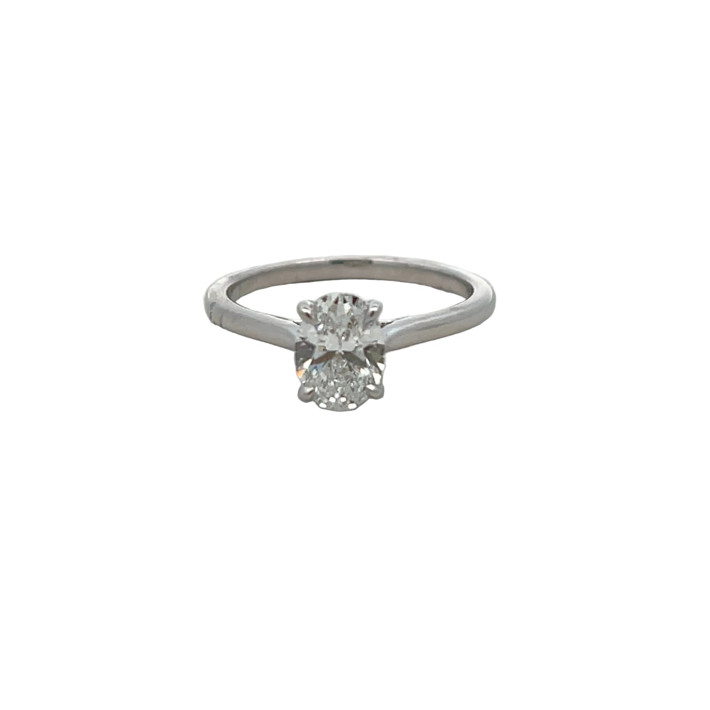 9ct White Gold Laboratory Grown Diamond Oval Cut 1.02ct Ring Size M