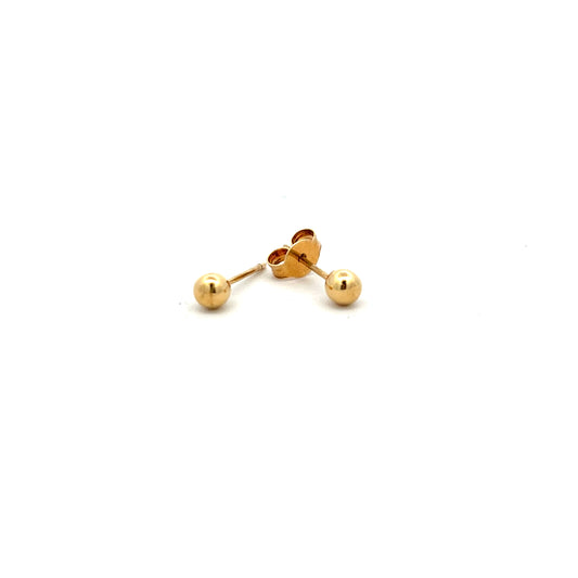 18ct Yellow Gold 4mm Plain Ball Stud Earrings