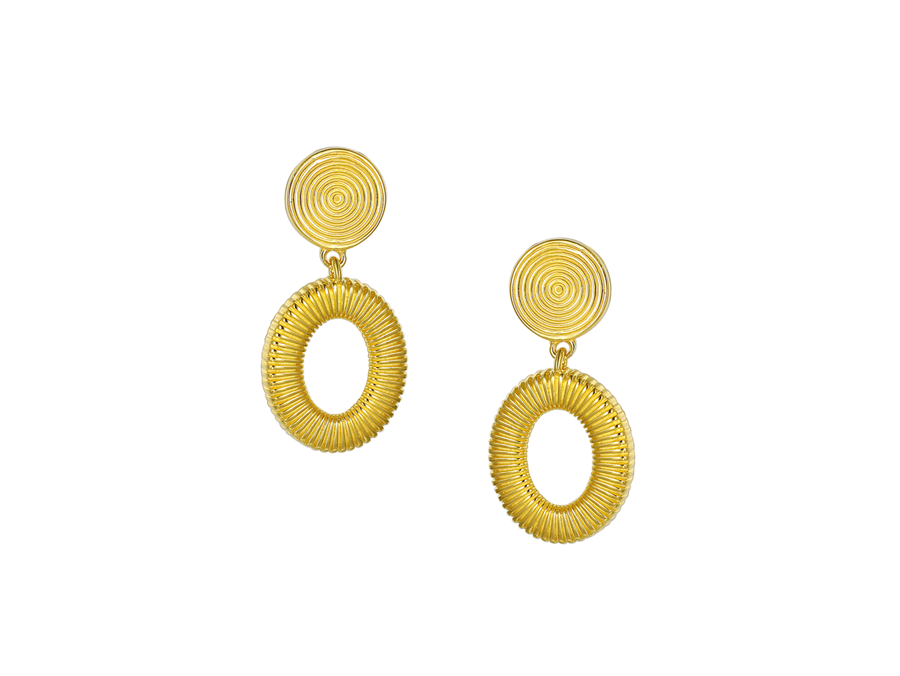 9ct Yellow Gold Aztec Style Drop Earrings