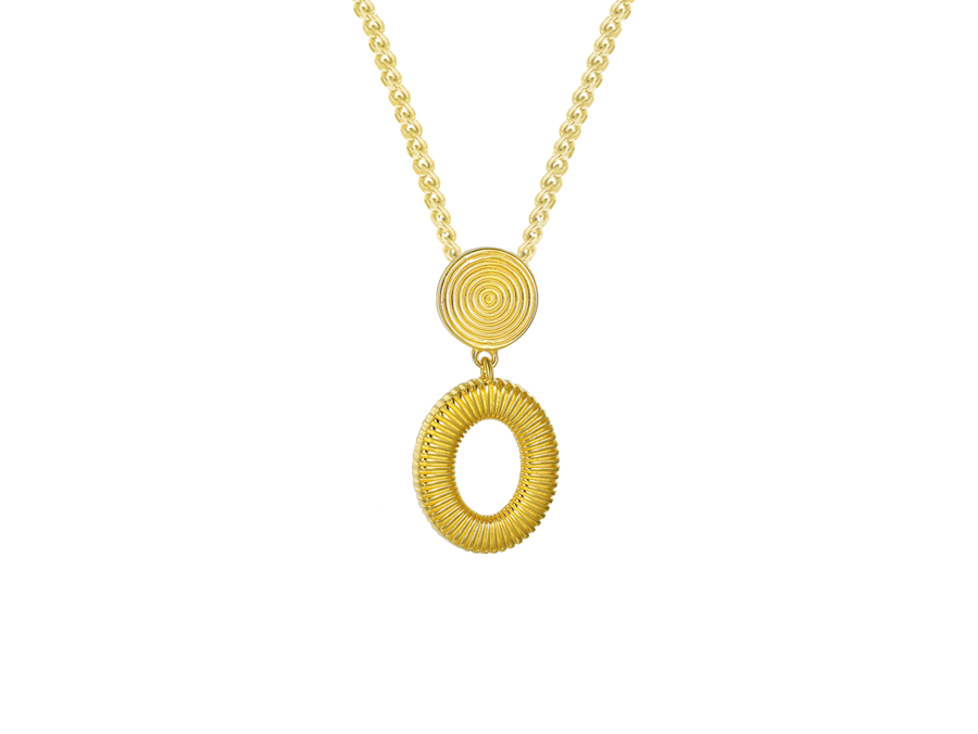9ct Yellow Gold Oval Aztec Drop Pendant