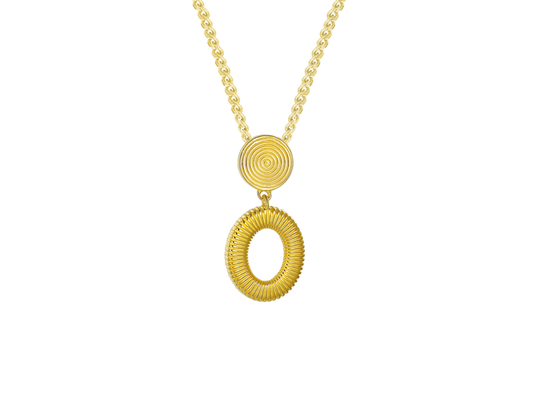 9ct Yellow Gold Oval Aztec Drop Pendant