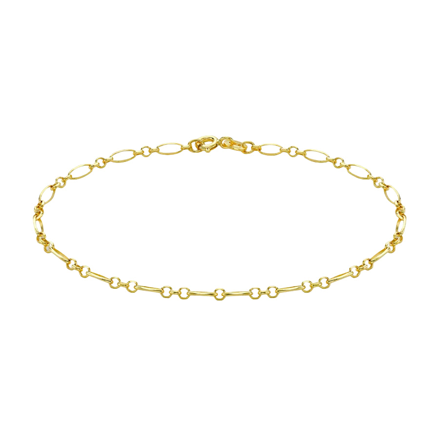 9ct Yellow Gold 2.5mm Diamond Cut Figaro Belcher Chain Bracelet 19cm, 7.5"