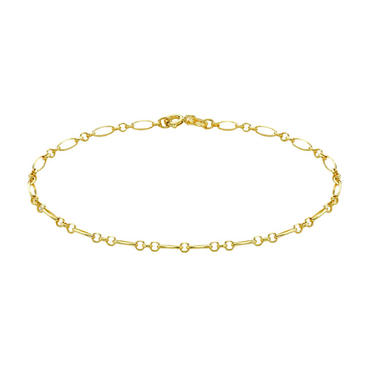 9ct Yellow Gold 2.5mm Diamond Cut Figaro Belcher Chain Bracelet 19cm, 7.5"