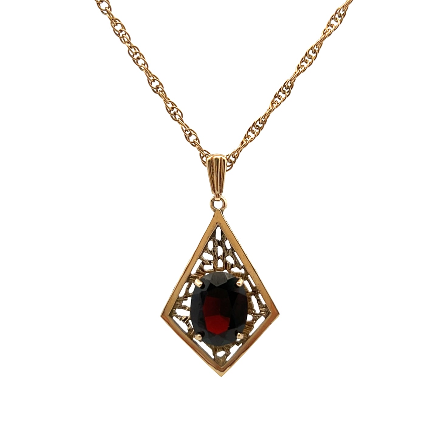 Pre-Owned 9ct Yellow Gold Garnet Necklace