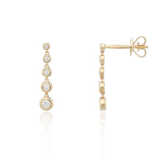 9ct Yellow Gold 0.20ct Diamond Dropper Earrings