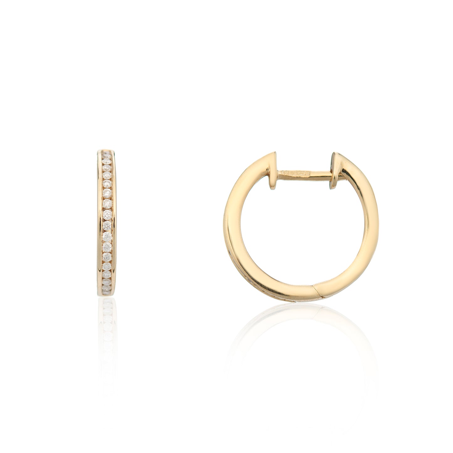 9ct Yellow Gold 0.16ct Diamond Hoop Earrings