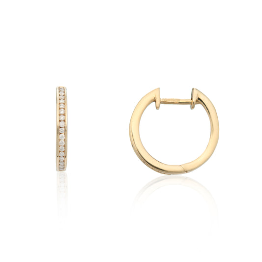 9ct Yellow Gold 0.16ct Diamond Hoop Earrings
