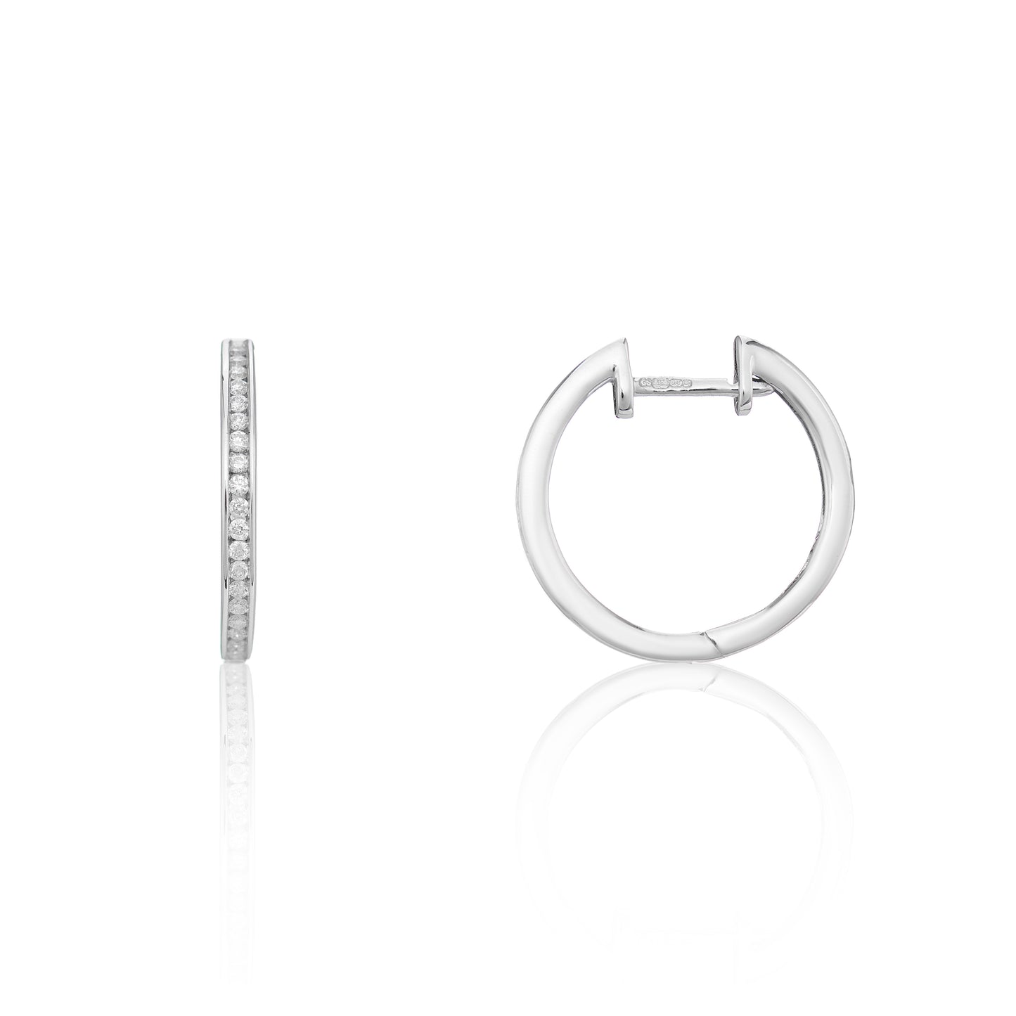 9ct White Gold 0.28ct Diamond Hinged Hoop Earrings