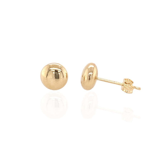 9ct Yellow Gold Hollow Button Stud Earrings