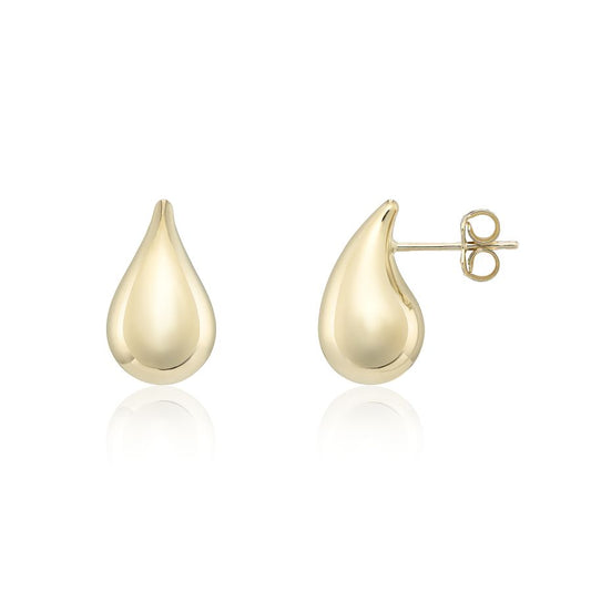 9ct Yellow Gold Teardrop Hollow Domes Stud Earrings