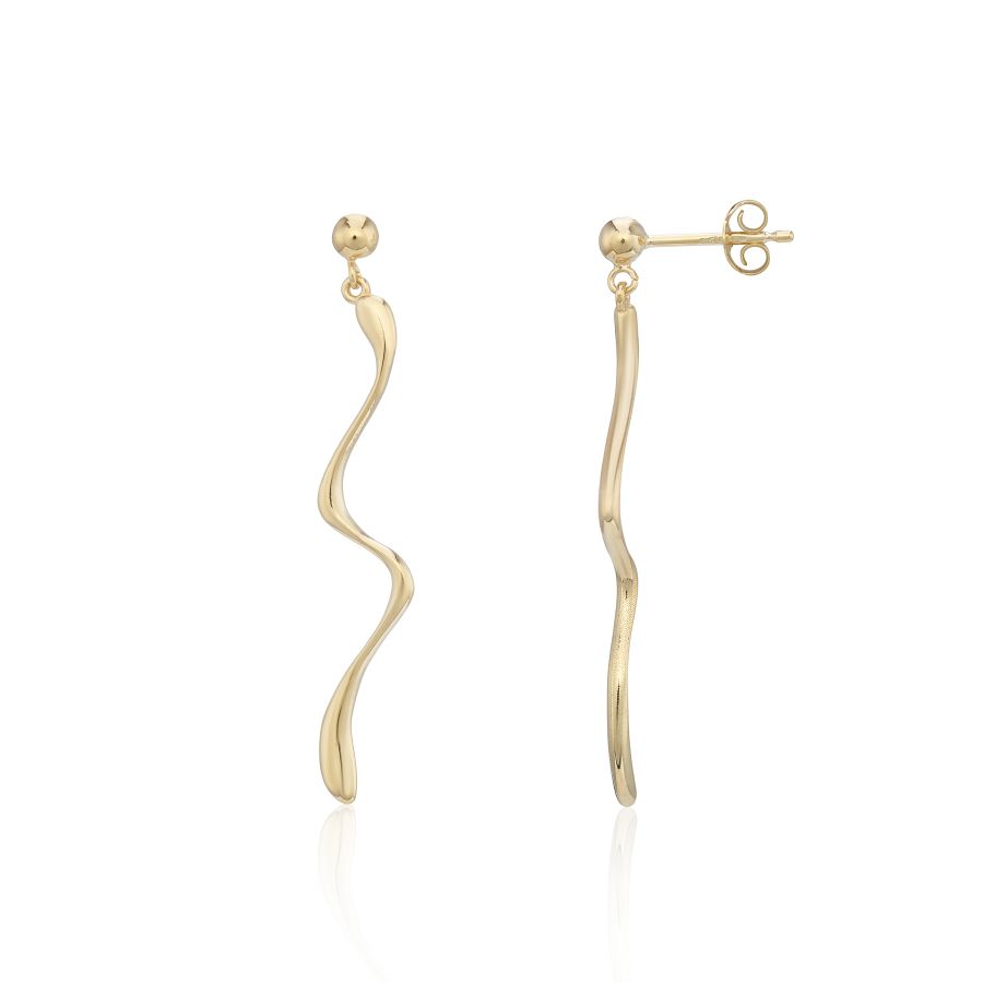9ct Yellow Gold Wavy Drop Earrings