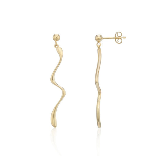 9ct Yellow Gold Wavy Drop Earrings