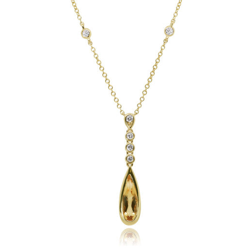9ct Yellow Gold Citrine And Diamond Pendant