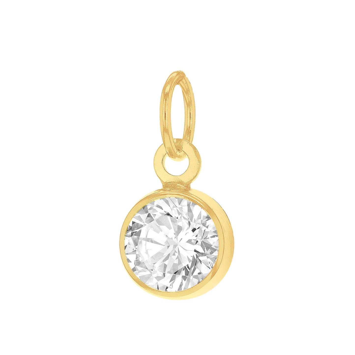 Permanent 9ct Gold 3.5mm Round White Bezel Set Cubic Zirconia Charm for Perma Bracelet