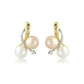 9ct Yellow Gold Peach and White Freshwater Cultured Pearl And Diamond Studs