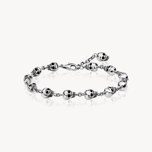 Thomas Sabo Sterling Silver Multi Skull Bracelet 19cm A1698-637-21