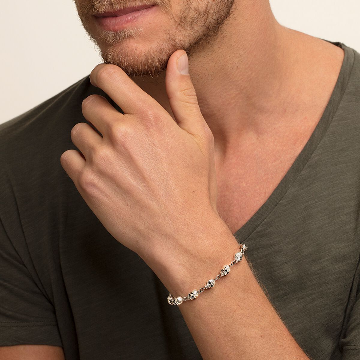 Thomas Sabo Sterling Silver Multi Skull Bracelet 19cm A1698-637-21