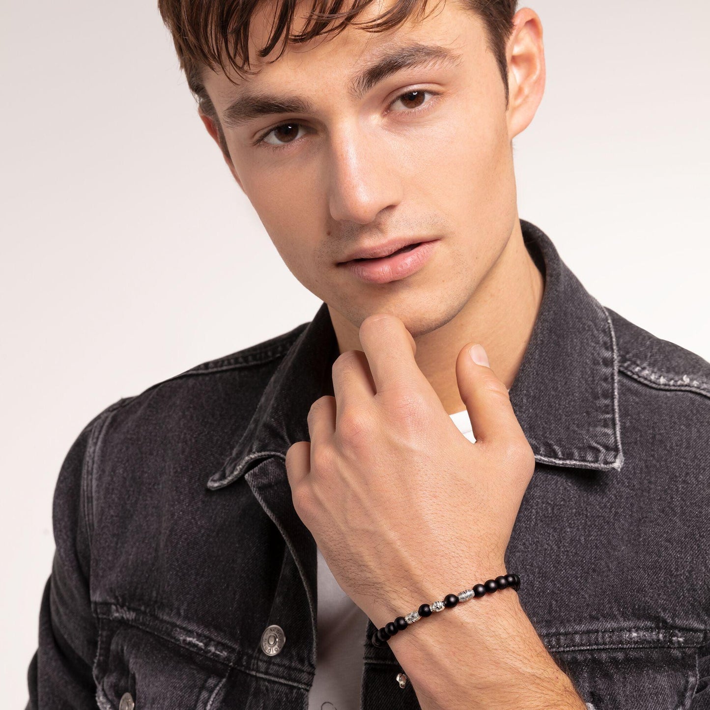 Thomas Sabo Rebel Black Skull Obsidian Bracelet A1945