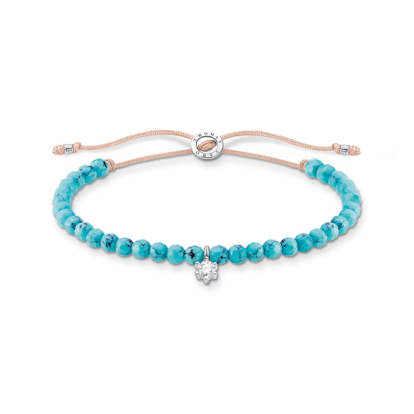 Thomas Sabo Simulated Turquoise Beaded Bracelet with Cubic Zirconia Charm A1987-905-17