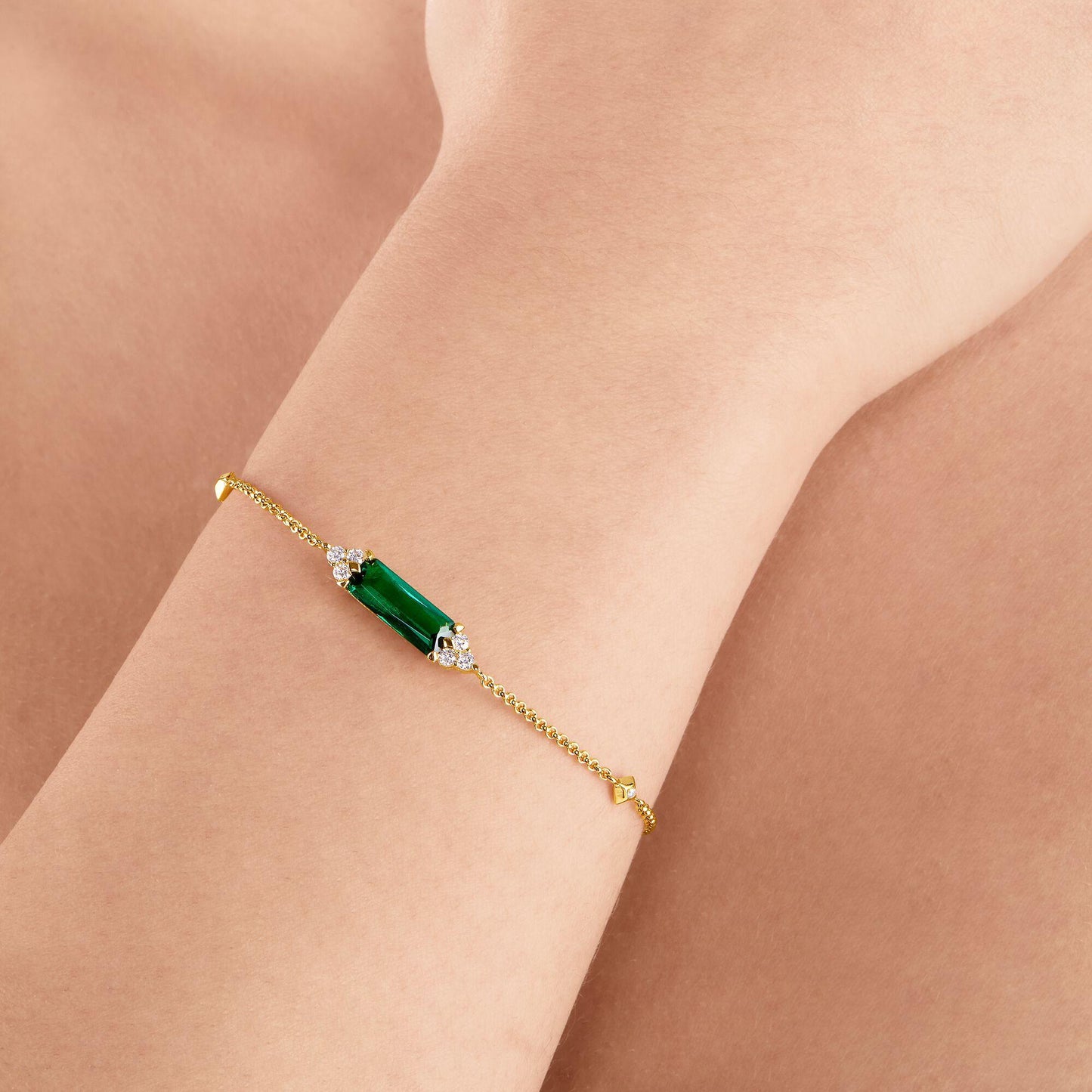 Thomas Sabo Yellow Gold Plated Green and Cubic Zirconia Stone Bracelet A2018-971-6