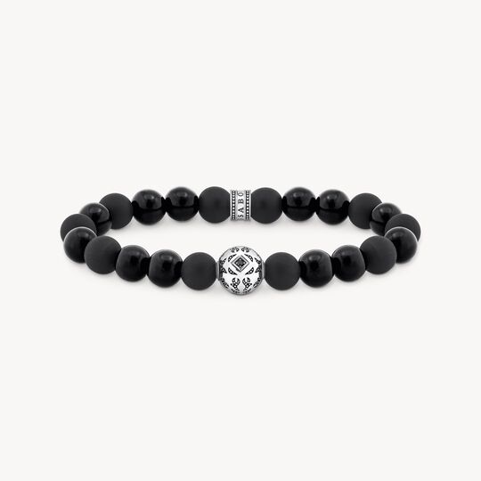 Thomas Sabo Obsidian Beads With Sterling Silver Bead Stretch Bracelet A2145-705-11 19cm