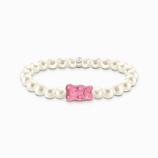Thomas Sabo Sterling Silver Pink Haribo Bear Freshwater Cultured Pearl 15cms Bracelet A2154-082-9