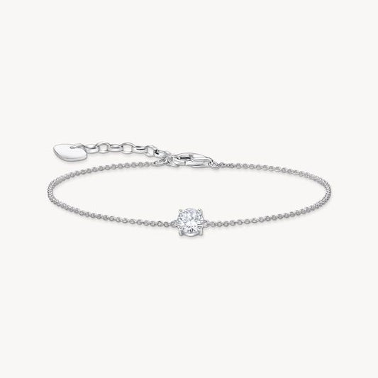 Thomas Sabo Sterling Silver Round Pink Cubic Zirconia Trace Bracelet A2156-051-14