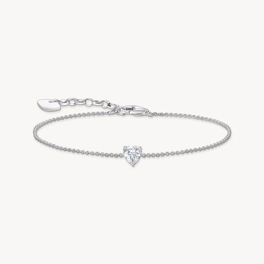 Thomas Sabo Sterling Silver White Cubic Zirconia Heart Trace Bracelet A2157-051-14