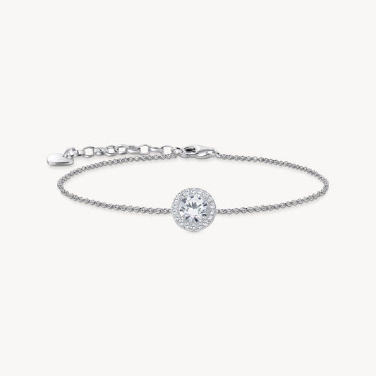 Thomas Sabo Sterling Silver Round White Cubic Zirconia Cluster Trace Bracelet A2166-051-14