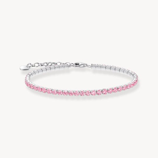 Thomas Sabo Sterling Silver Pink Cubic Zirconia Adjustable Line Bracelet A2167-051-9