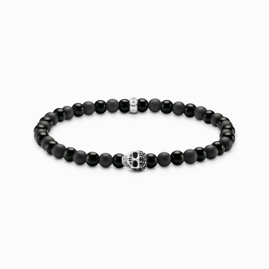 Thomas Sabo Black Cubic Zirconia Skull Obsidian Talisman Bead Stretch Bracelet A2185-705-11