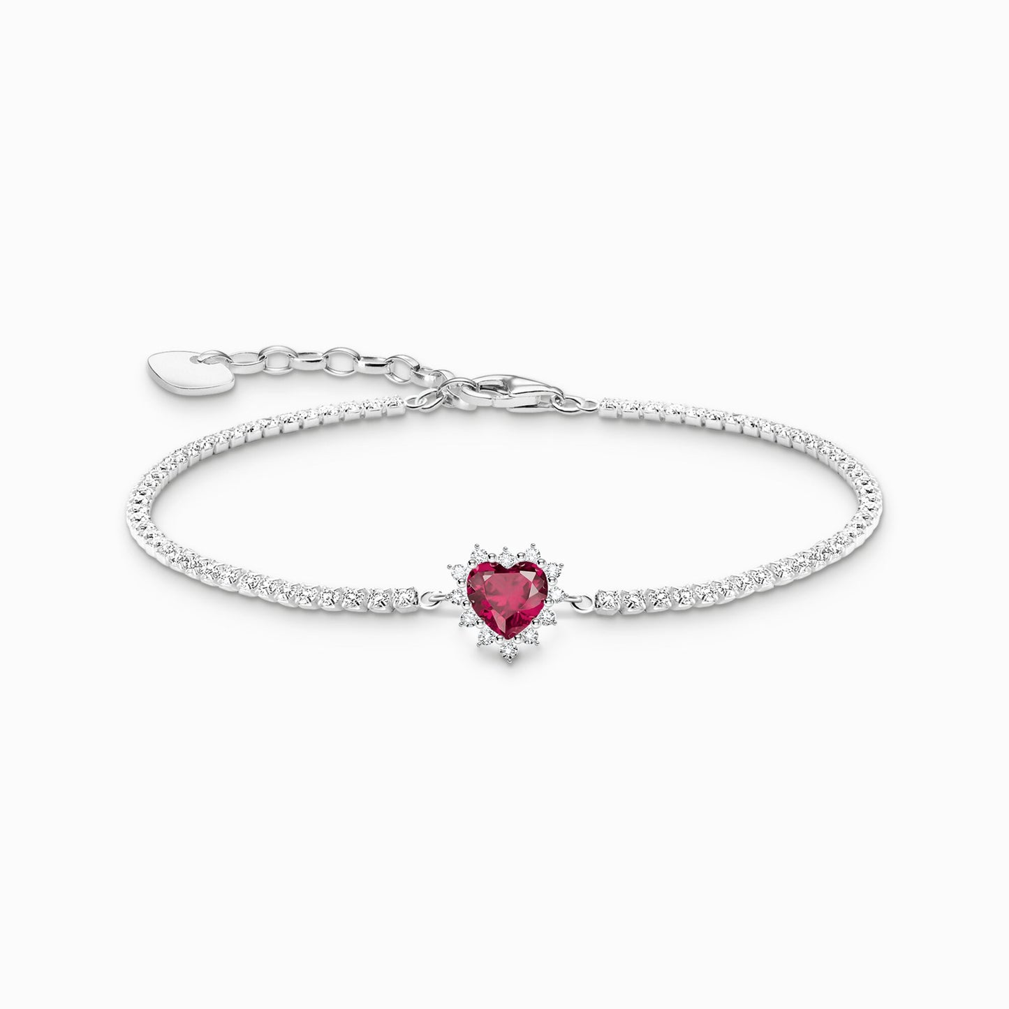 Thomas Sabo Red White Cubic Zirconia Heart Links Bracelet A2188-013-10